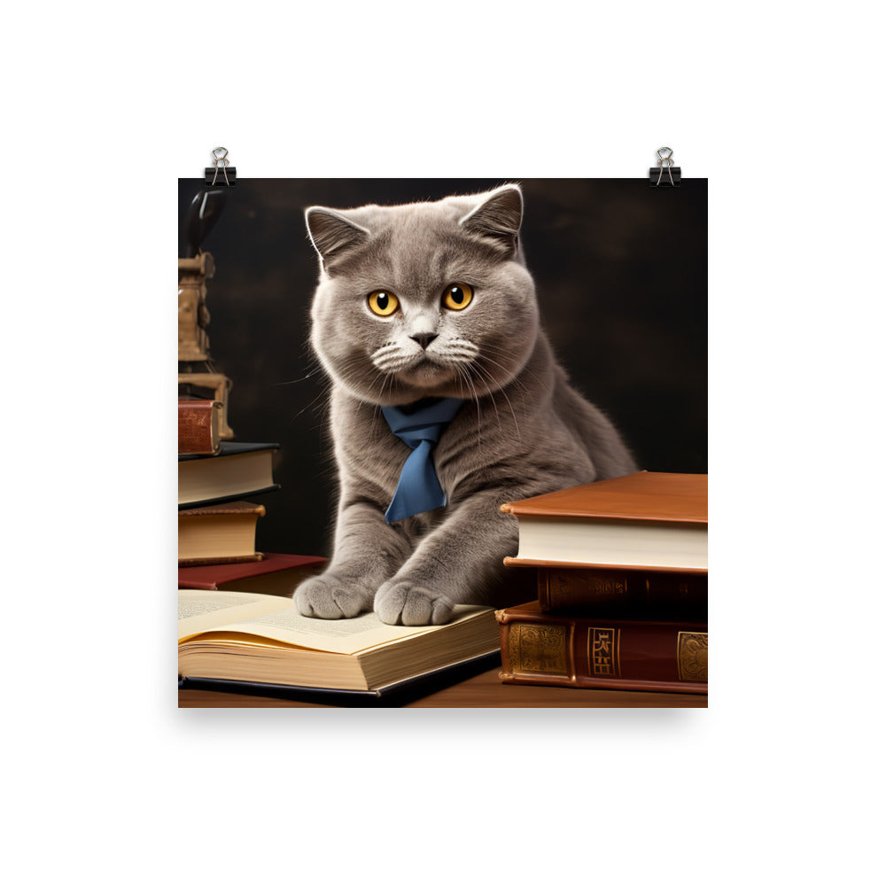 British Shorthair Student Photo paper poster - PosterfyAI.com