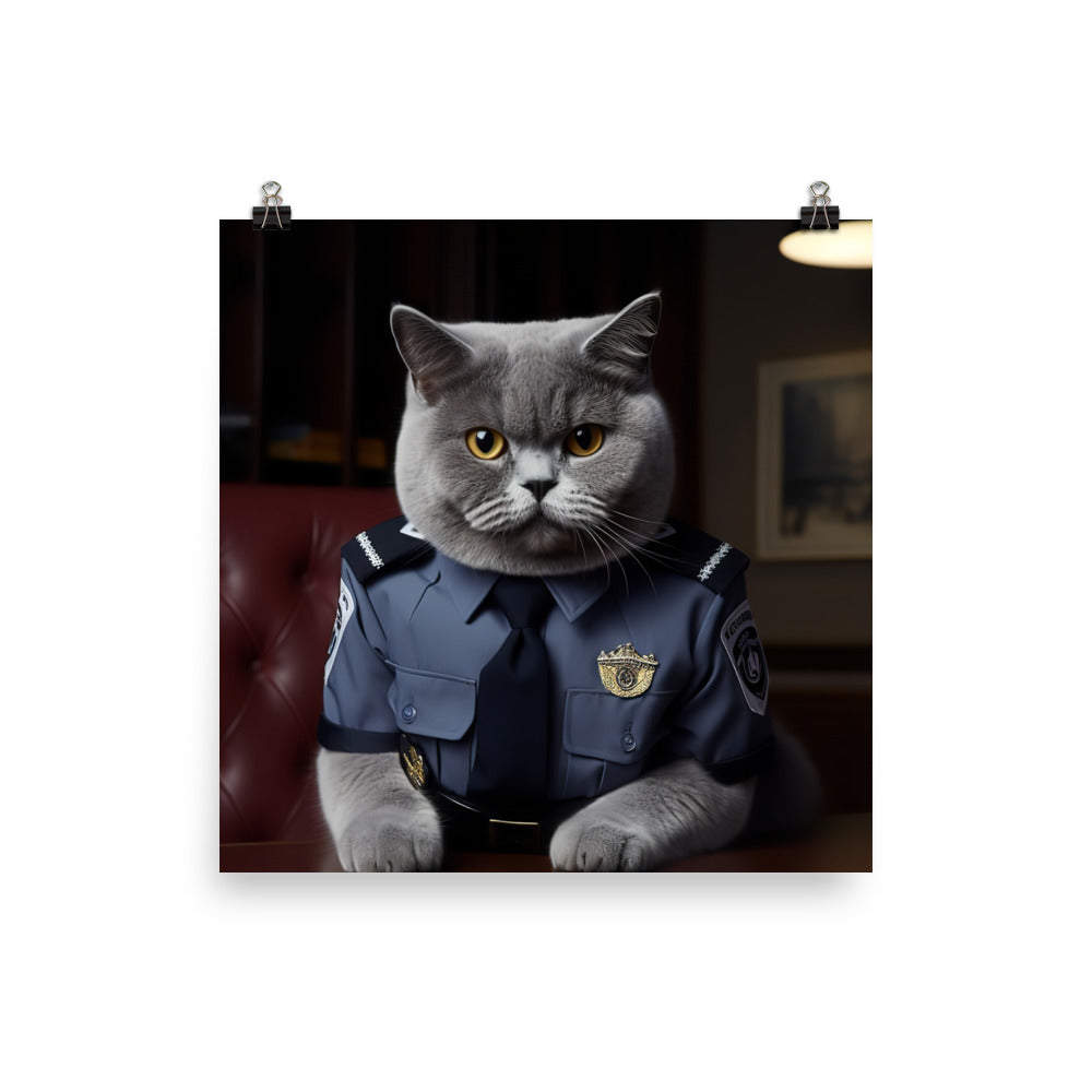 British Shorthair Security Officer Photo paper poster - PosterfyAI.com