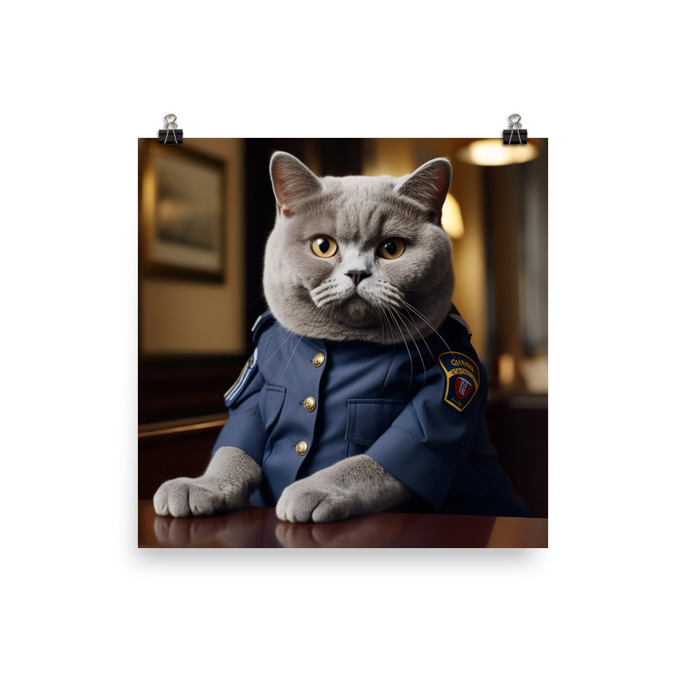 British Shorthair Security Officer Photo paper poster - PosterfyAI.com