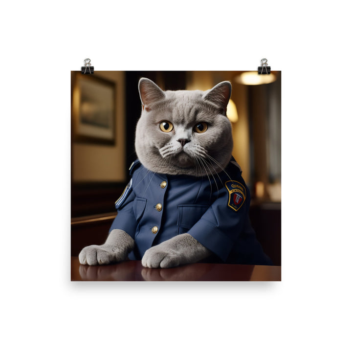 British Shorthair Security Officer Photo paper poster - PosterfyAI.com