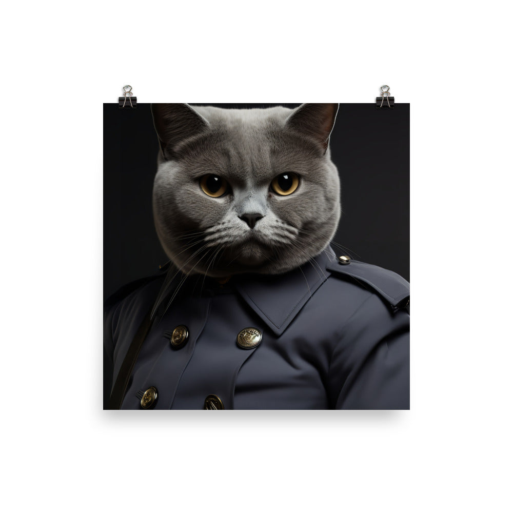British Shorthair Security Officer Photo paper poster - PosterfyAI.com