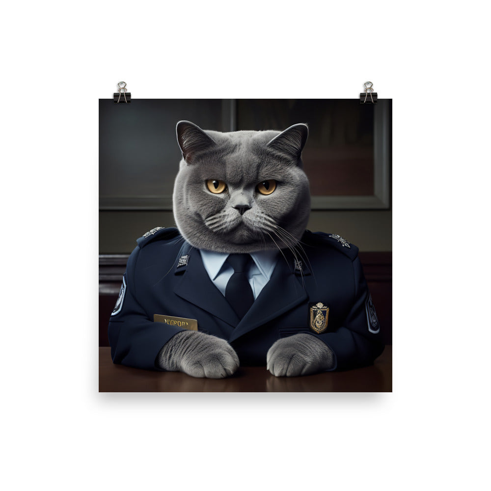British Shorthair Security Officer Photo paper poster - PosterfyAI.com