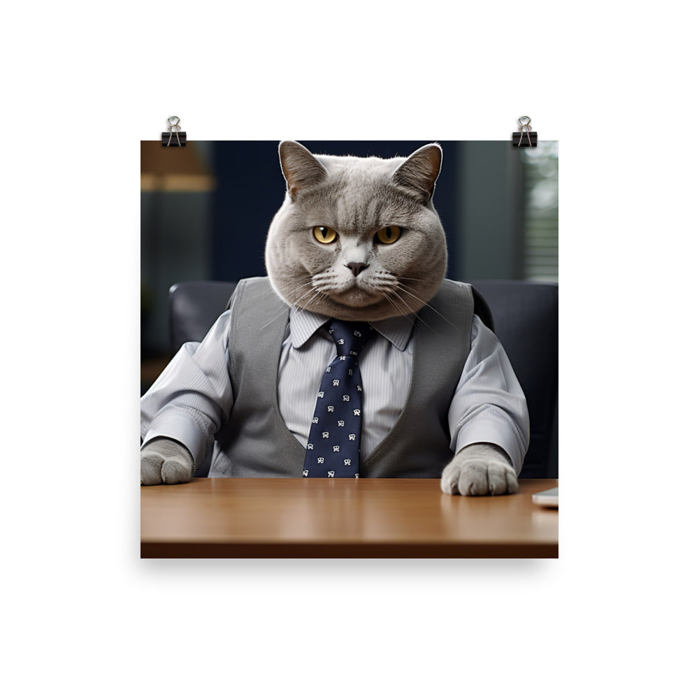 British Shorthair Sales Consultant Photo paper poster - PosterfyAI.com