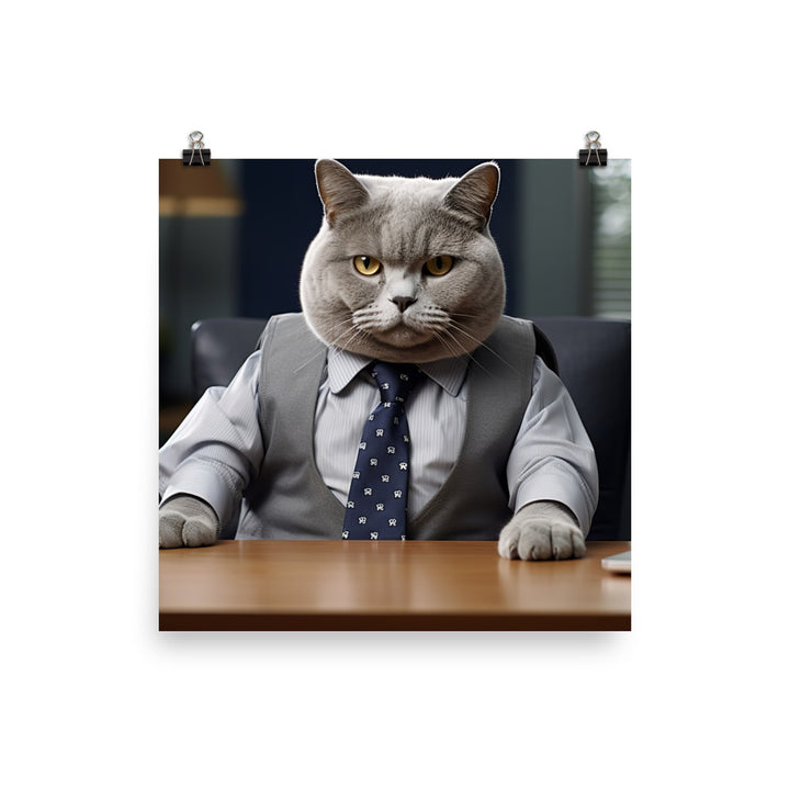 British Shorthair Sales Consultant Photo paper poster - PosterfyAI.com