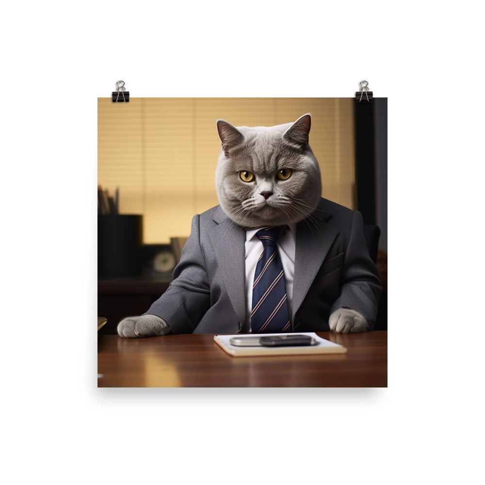 British Shorthair Sales Consultant Photo paper poster - PosterfyAI.com