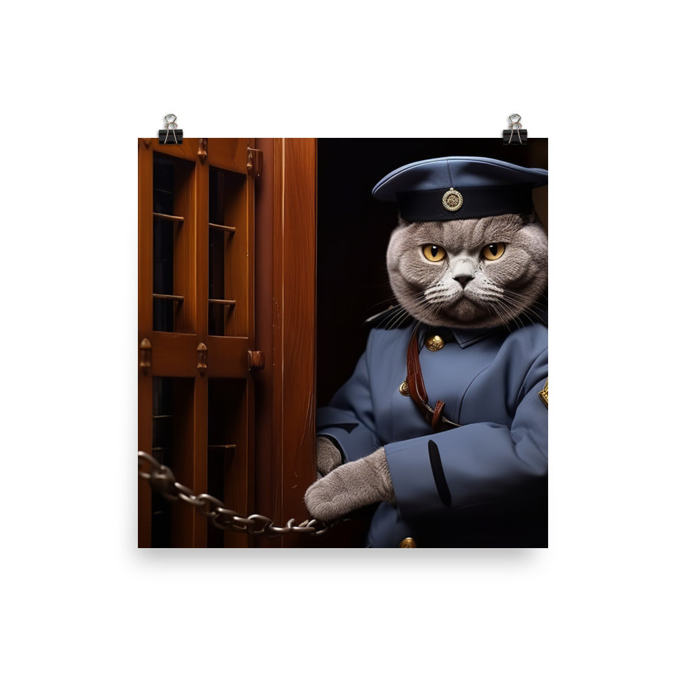 British Shorthair Prison Officer Photo paper poster - PosterfyAI.com