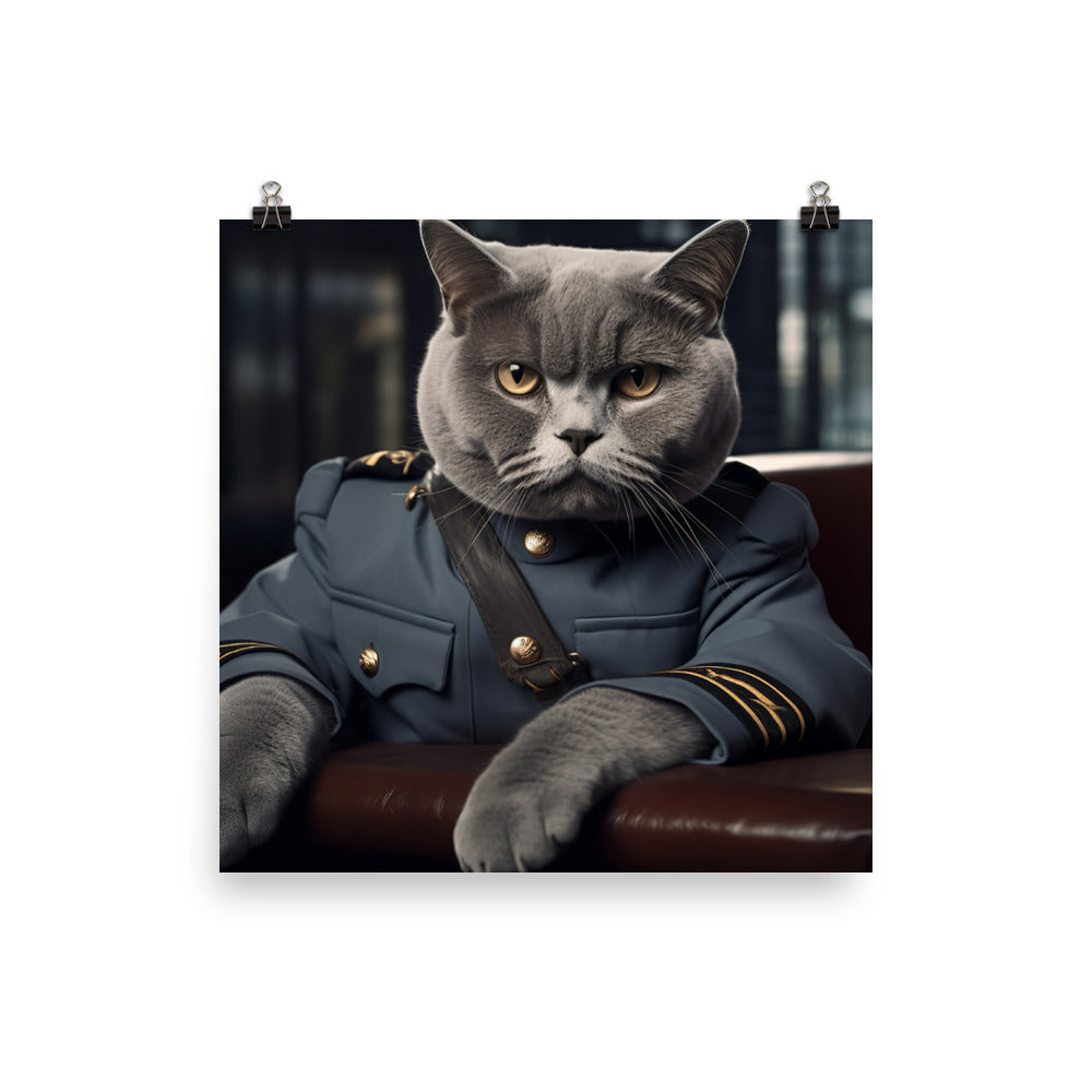 British Shorthair Prison Officer Photo paper poster - PosterfyAI.com