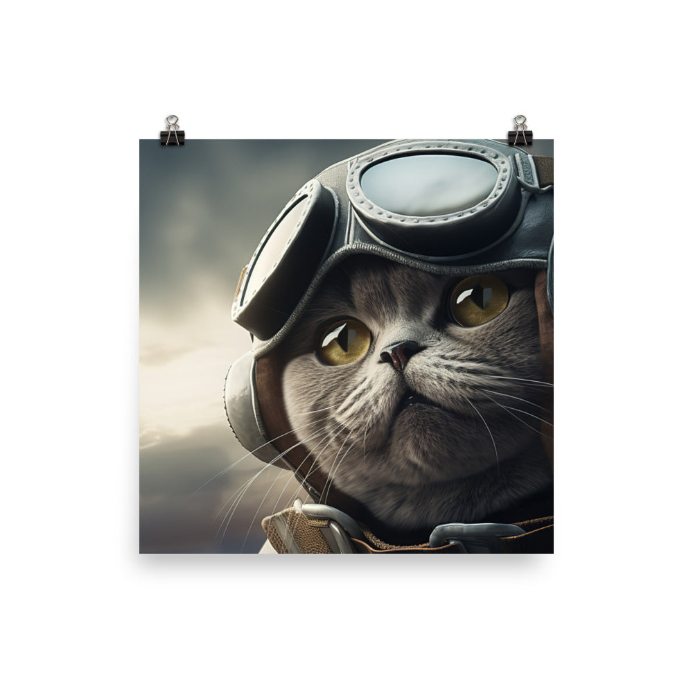 British Shorthair Pilot Photo paper poster - PosterfyAI.com