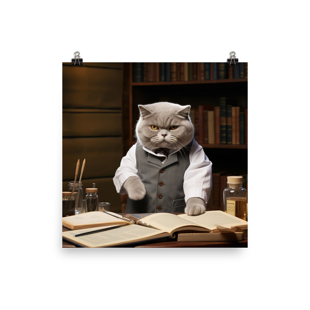 British Shorthair Pharmacist Photo paper poster - PosterfyAI.com