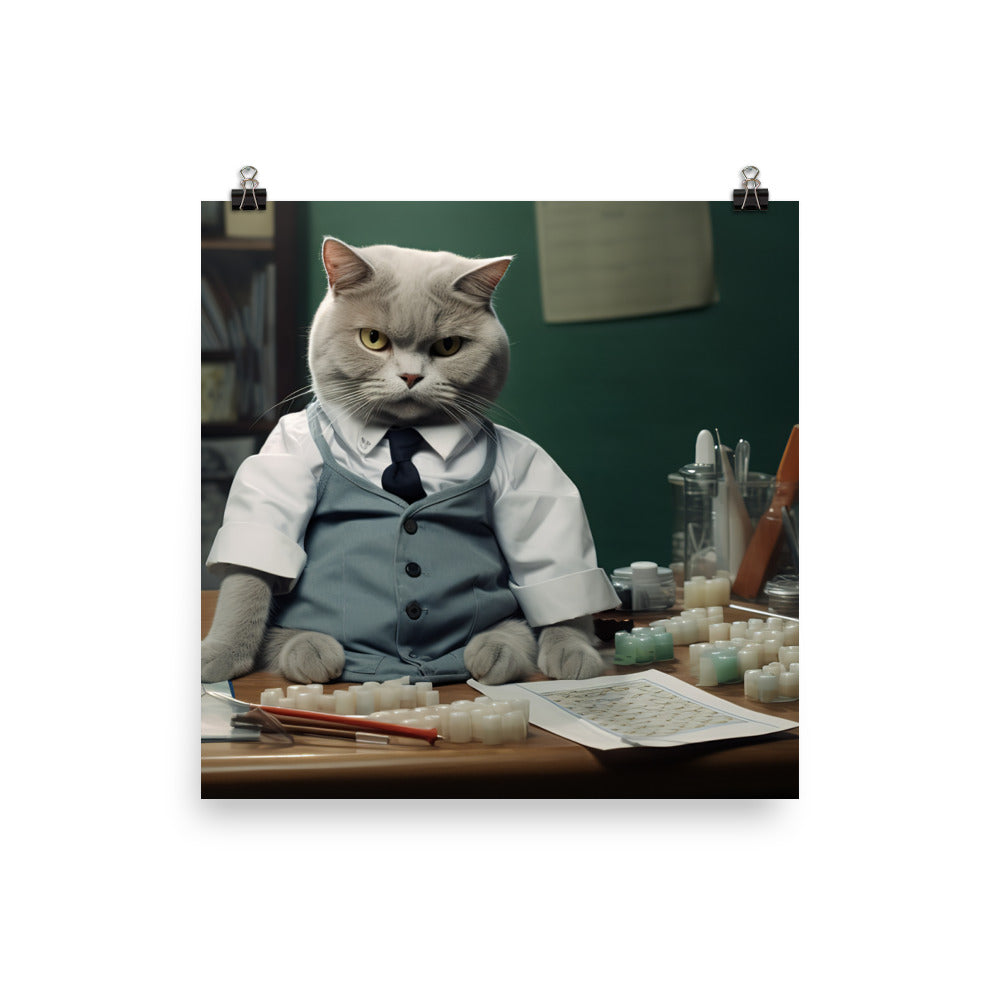 British Shorthair Pharmacist Photo paper poster - PosterfyAI.com