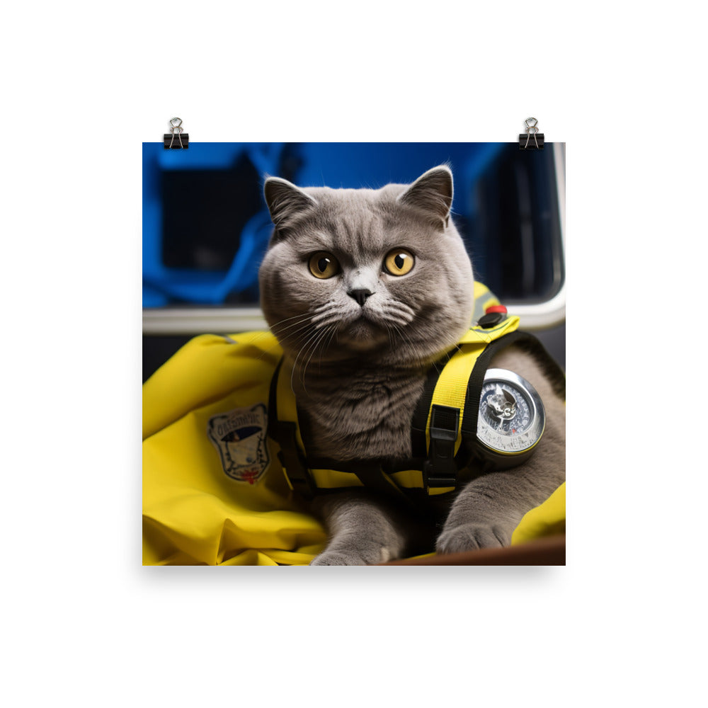 British Shorthair Paramedic Photo paper poster - PosterfyAI.com