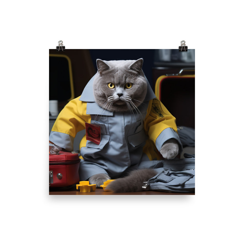 British Shorthair Paramedic Photo paper poster - PosterfyAI.com
