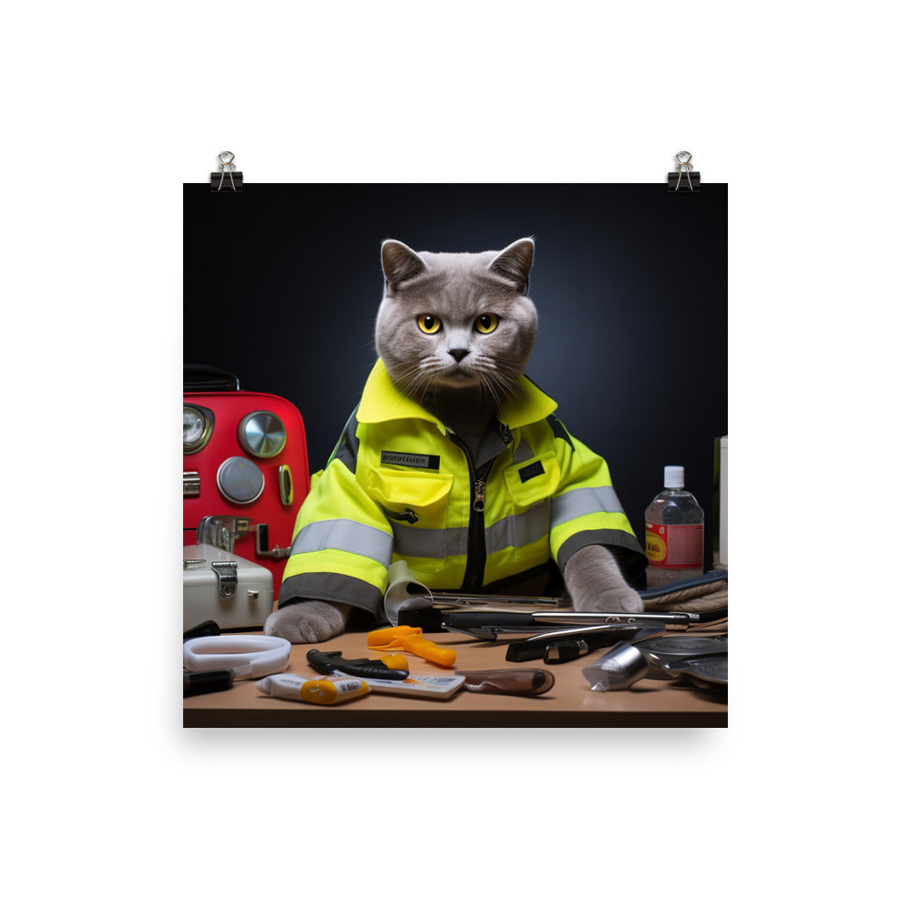 British Shorthair Paramedic Photo paper poster - PosterfyAI.com