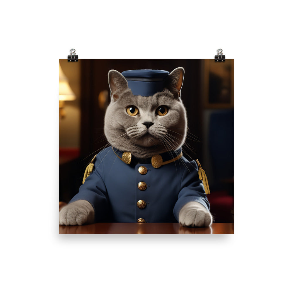 British Shorthair Hotel Staff Photo paper poster - PosterfyAI.com