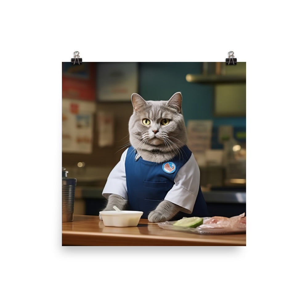 British Shorthair Fast Food Crew Photo paper poster - PosterfyAI.com