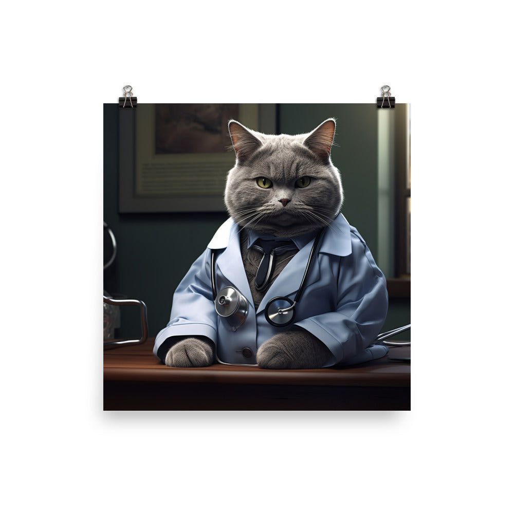 British Shorthair Doctor Photo paper poster - PosterfyAI.com