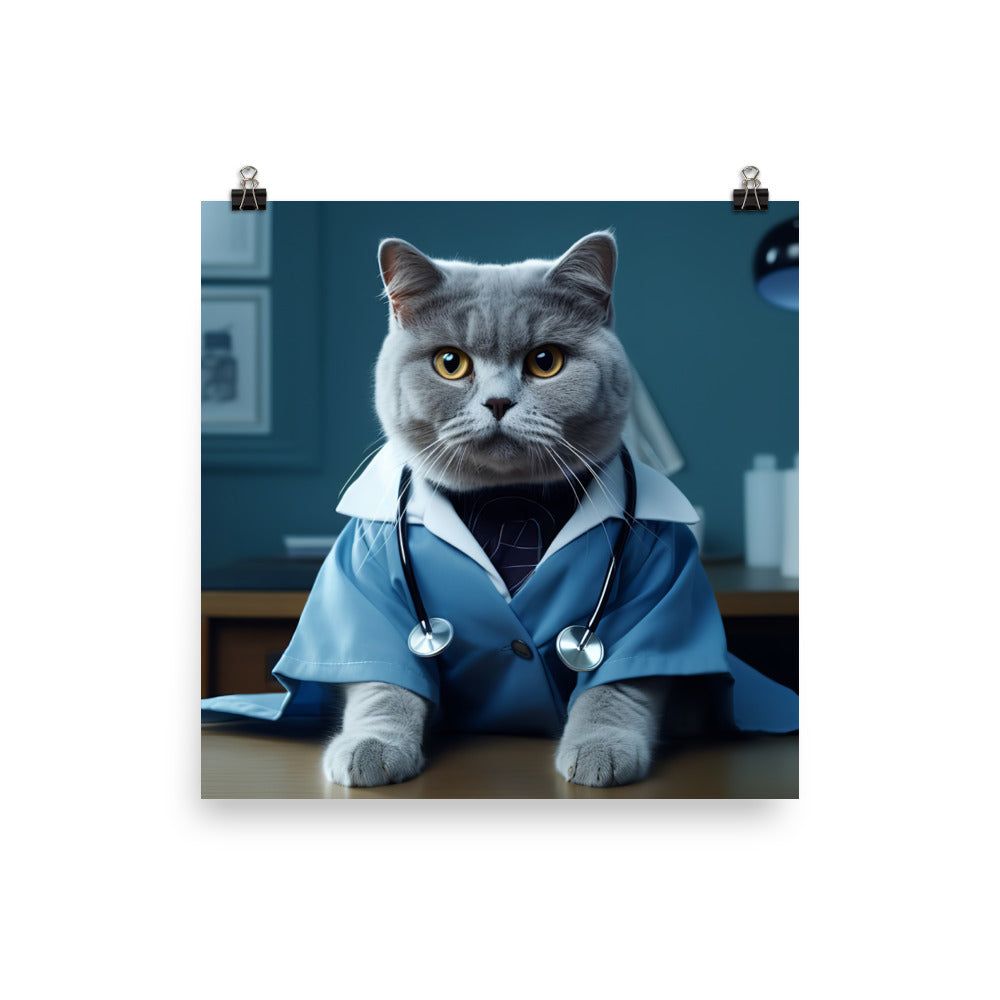 British Shorthair Doctor Photo paper poster - PosterfyAI.com