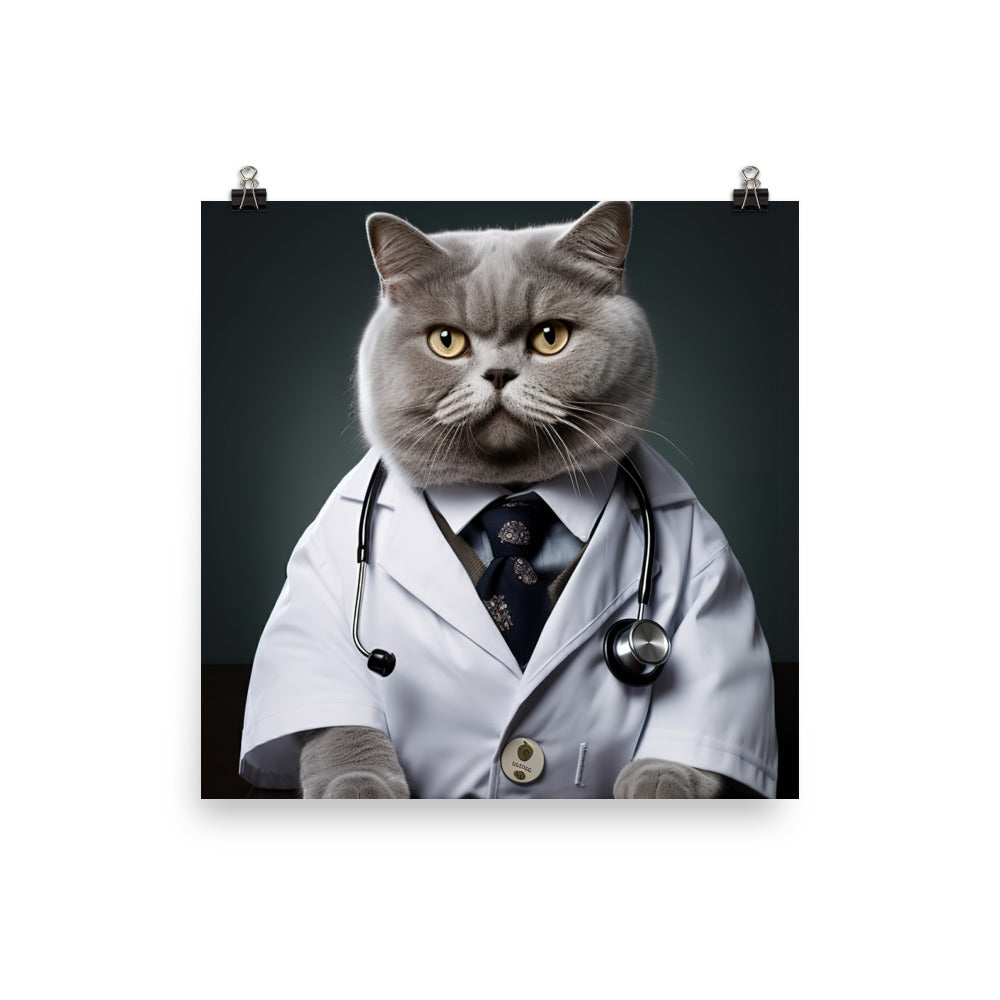 British Shorthair Doctor Photo paper poster - PosterfyAI.com