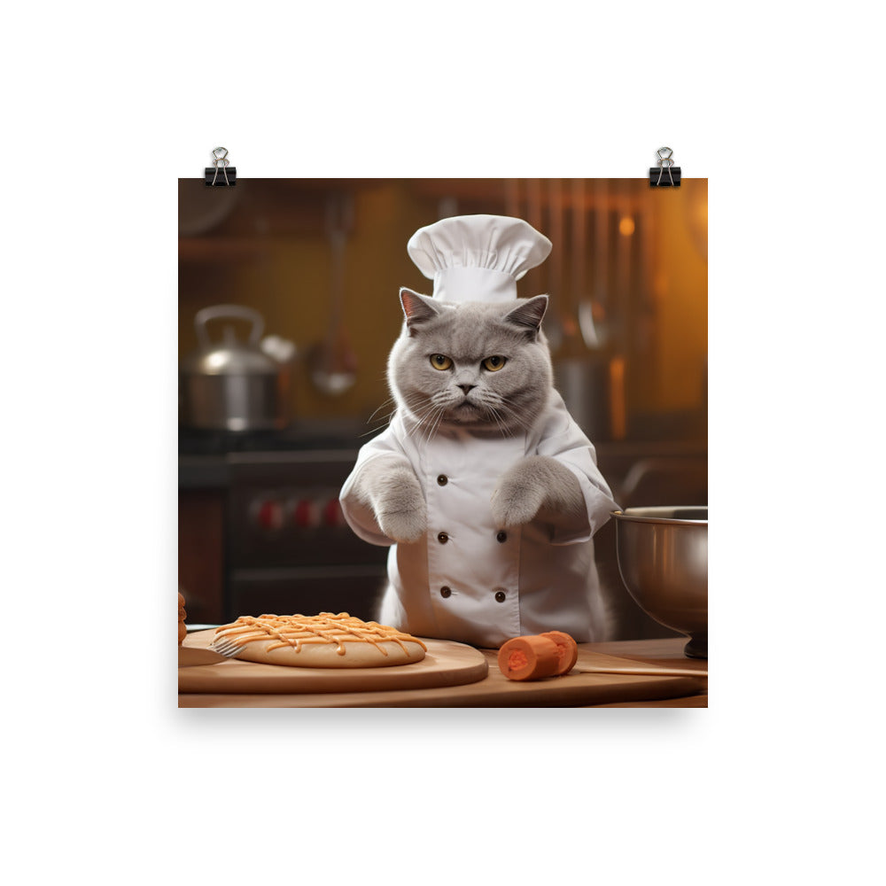 British Shorthair Chef Photo paper poster - PosterfyAI.com
