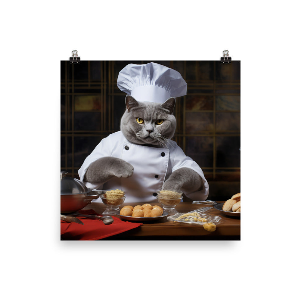 British Shorthair Chef Photo paper poster - PosterfyAI.com