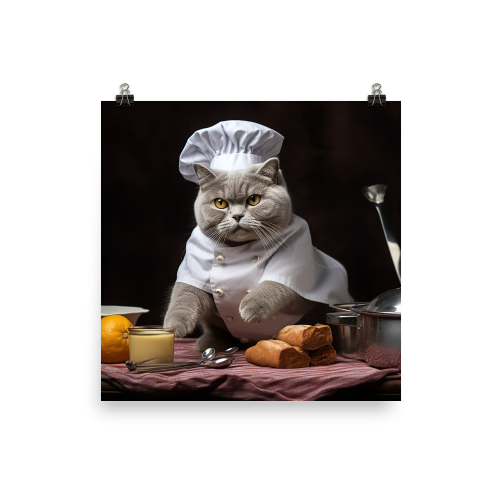 British Shorthair Chef Photo paper poster - PosterfyAI.com