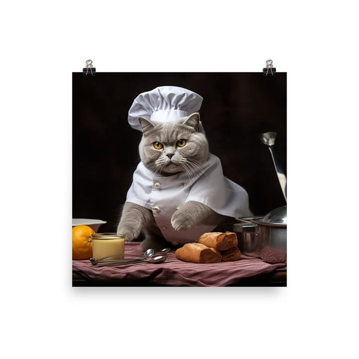 British Shorthair Chef Photo paper poster - PosterfyAI.com