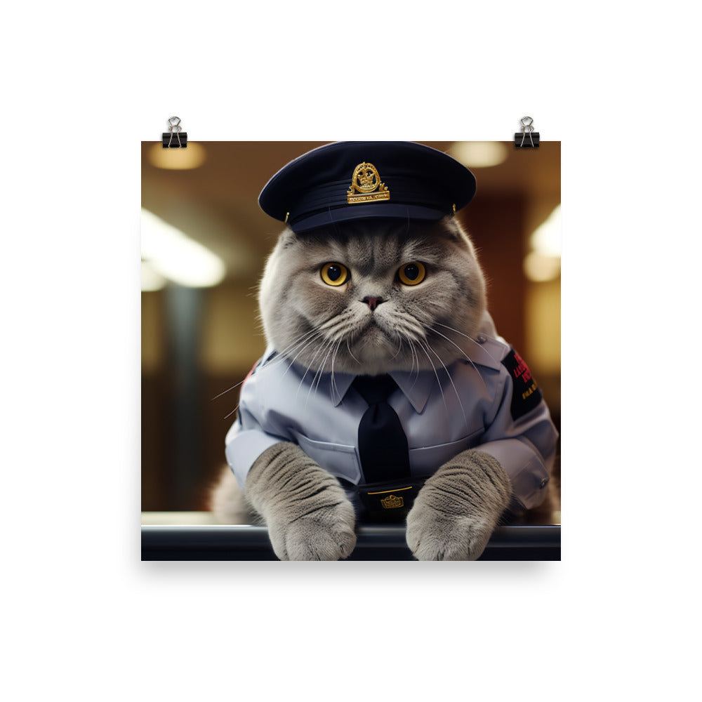 Scottish Fold Security Officer Photo paper poster - PosterfyAI.com