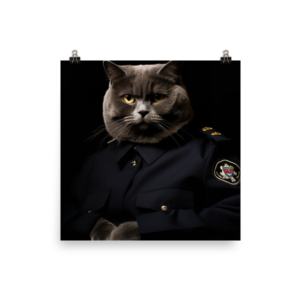 Scottish Fold Security Officer Photo paper poster - PosterfyAI.com