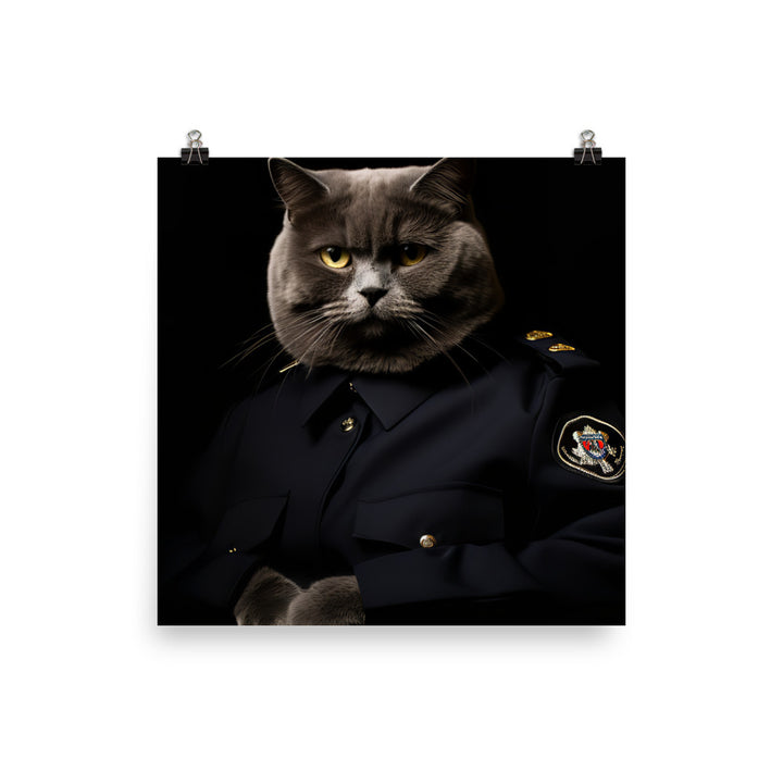 Scottish Fold Security Officer Photo paper poster - PosterfyAI.com