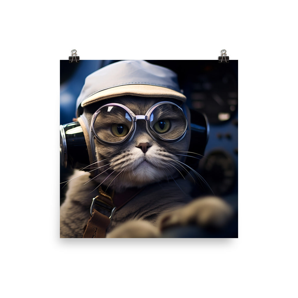 Scottish Fold Pilot Photo paper poster - PosterfyAI.com