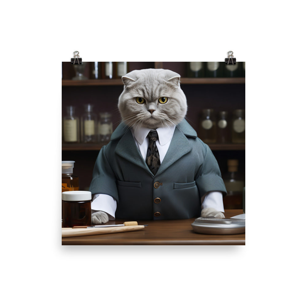 Scottish Fold Pharmacist Photo paper poster - PosterfyAI.com