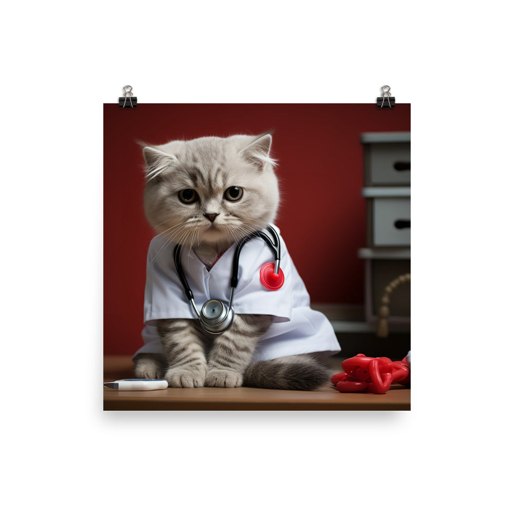 Scottish Fold Nurse Photo paper poster - PosterfyAI.com