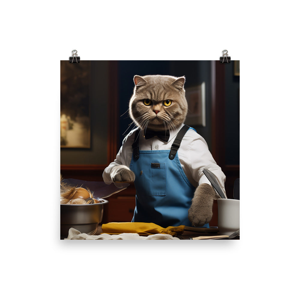 Scottish Fold Janitor Photo paper poster - PosterfyAI.com