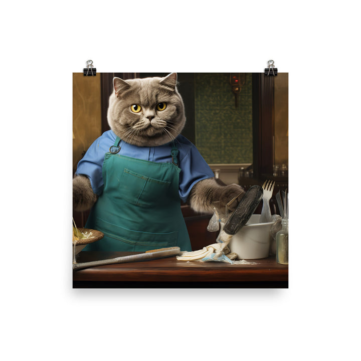 Scottish Fold Janitor Photo paper poster - PosterfyAI.com