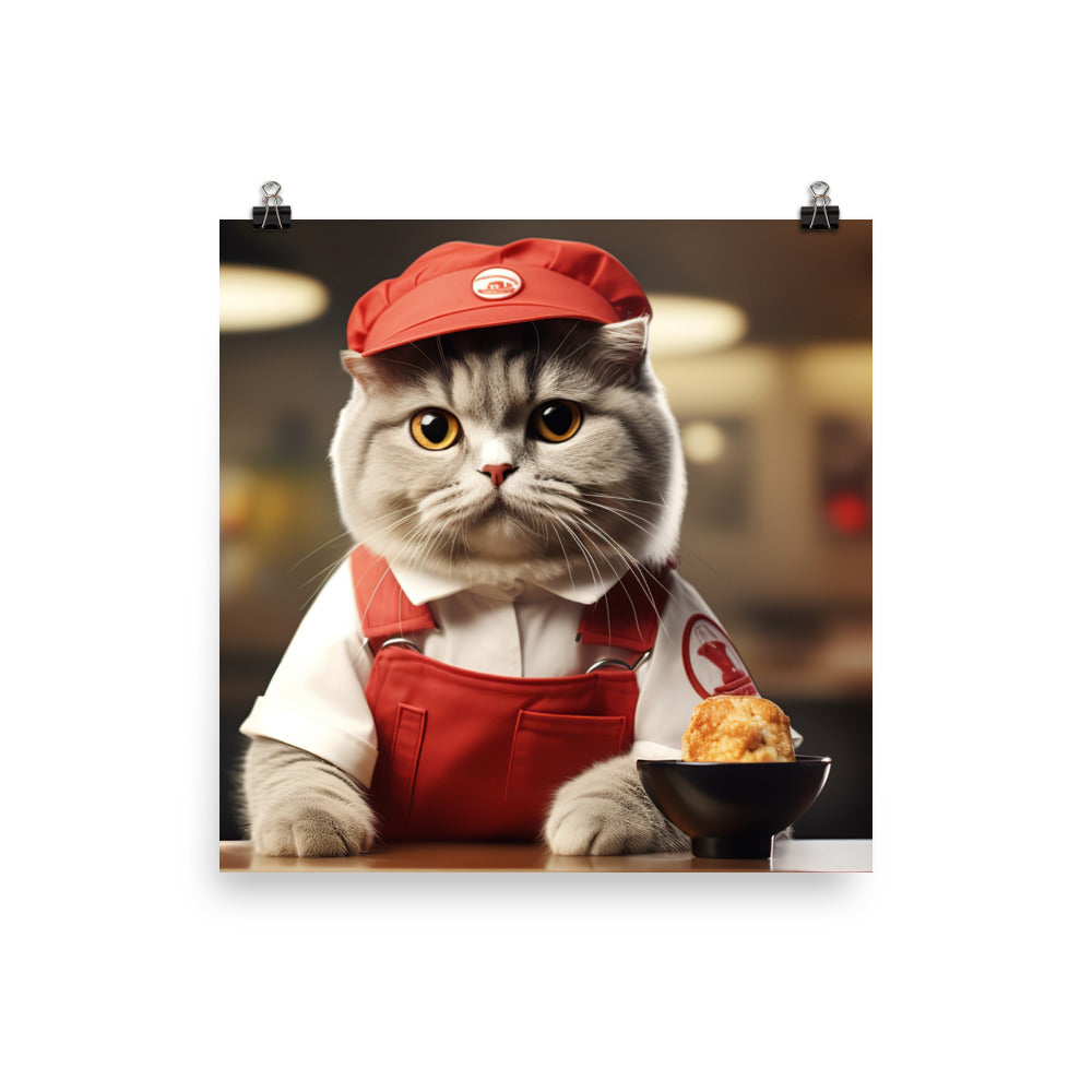 Scottish Fold Fast Food Crew Photo paper poster - PosterfyAI.com