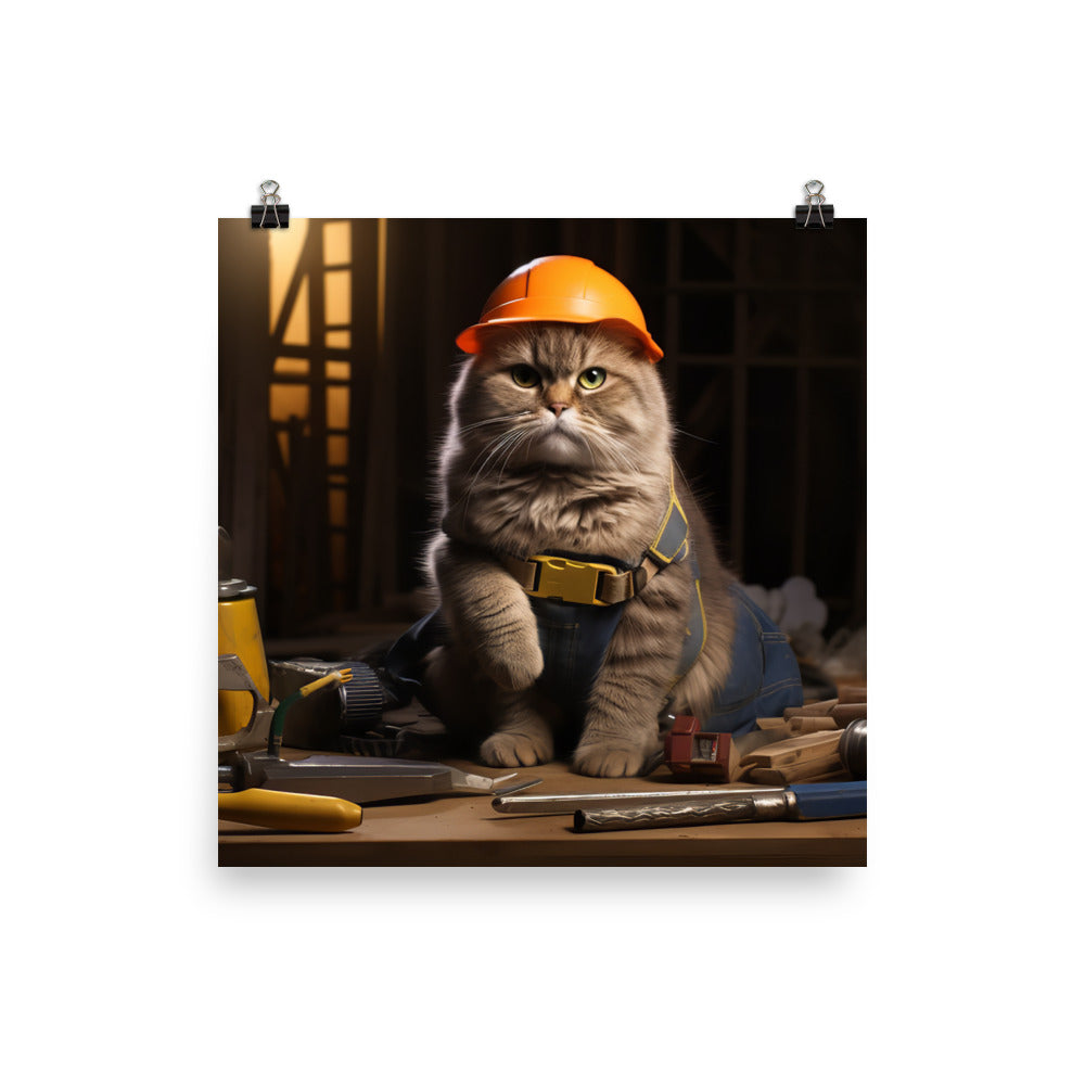 Scottish Fold Contractor Photo paper poster - PosterfyAI.com