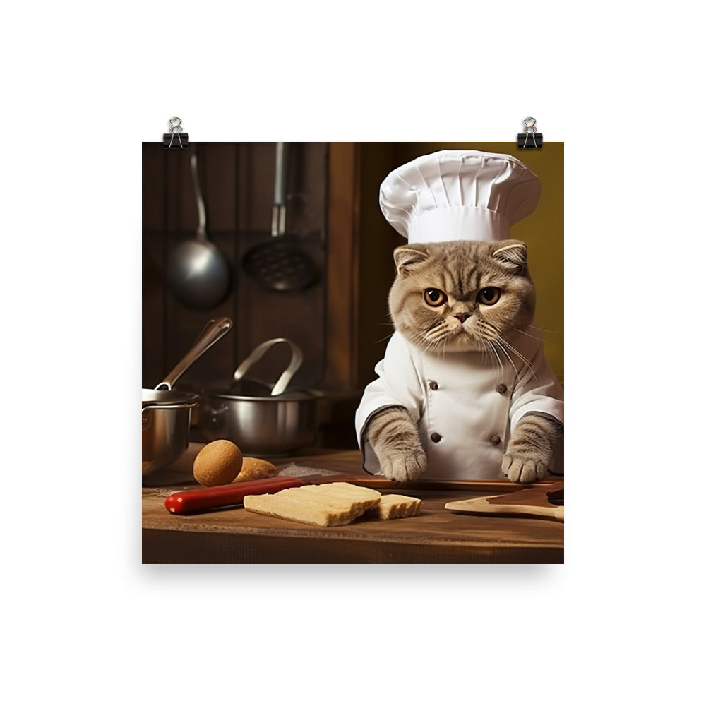 Scottish Fold Chef Photo paper poster - PosterfyAI.com