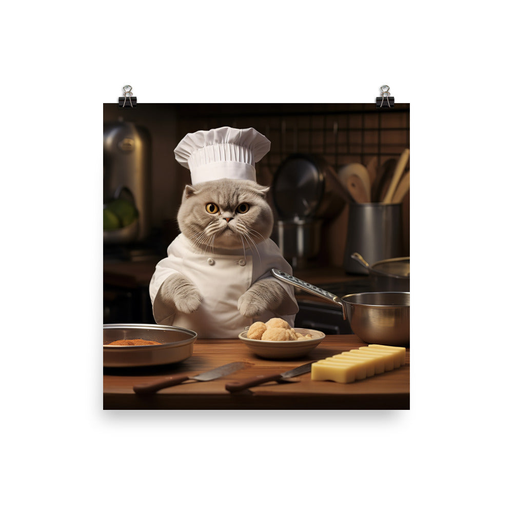 Scottish Fold Chef Photo paper poster - PosterfyAI.com