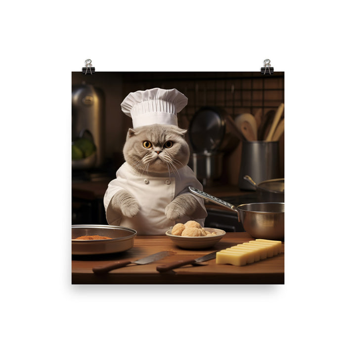 Scottish Fold Chef Photo paper poster - PosterfyAI.com