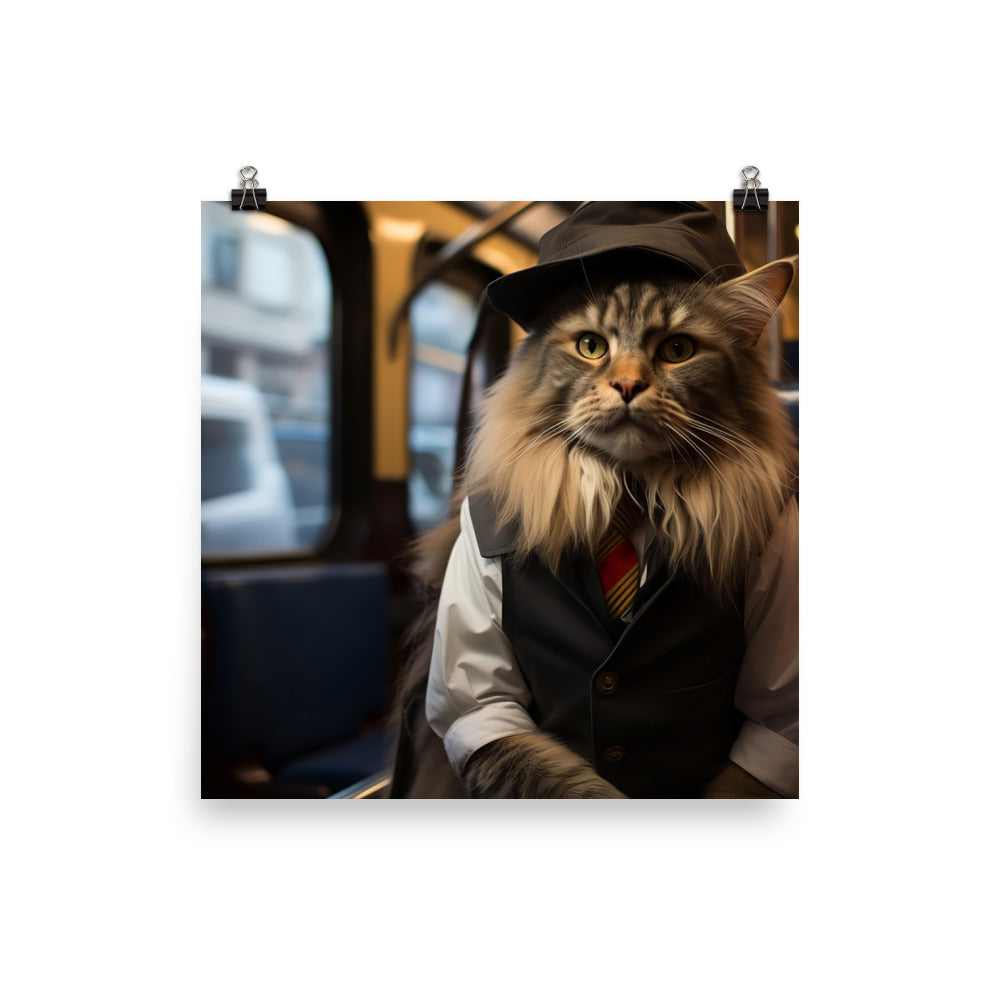 Maine Coon Transit Operator Photo paper poster - PosterfyAI.com