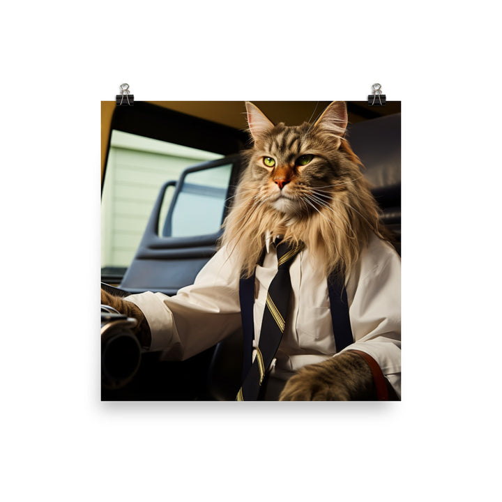 Maine Coon Transit Operator Photo paper poster - PosterfyAI.com