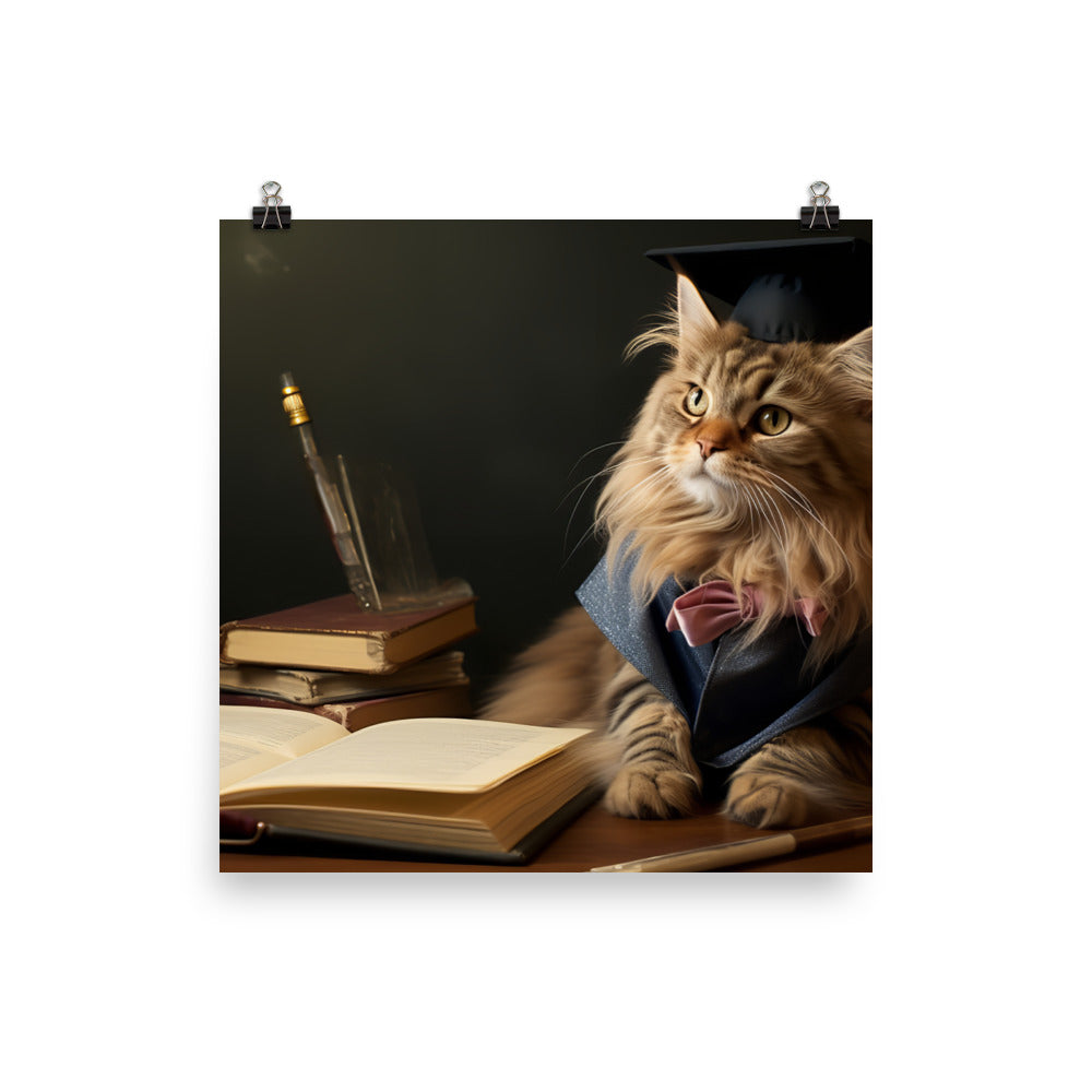 Maine Coon Student Photo paper poster - PosterfyAI.com