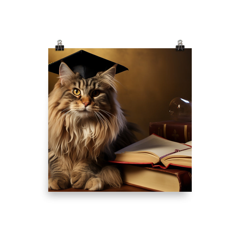 Maine Coon Student Photo paper poster - PosterfyAI.com
