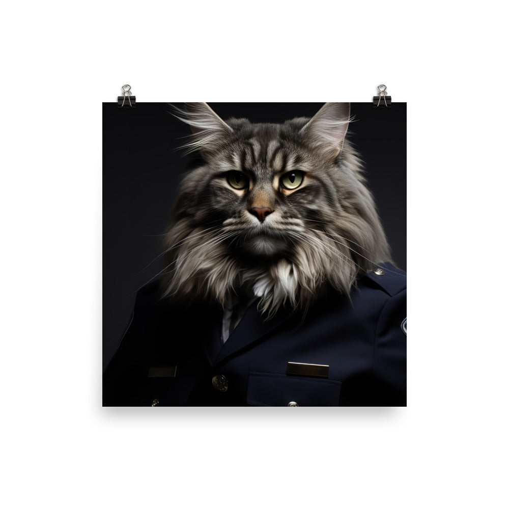 Maine Coon Security Officer Photo paper poster - PosterfyAI.com
