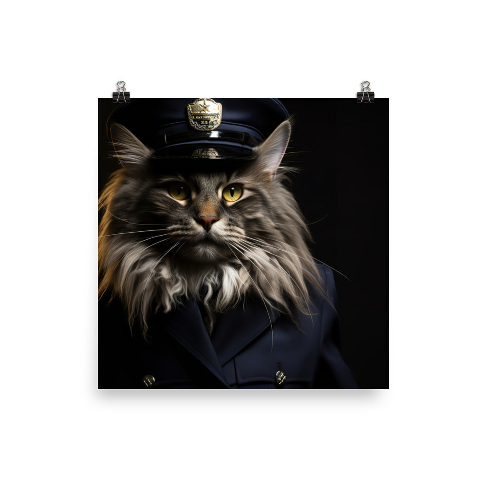 Maine Coon Security Officer Photo paper poster - PosterfyAI.com
