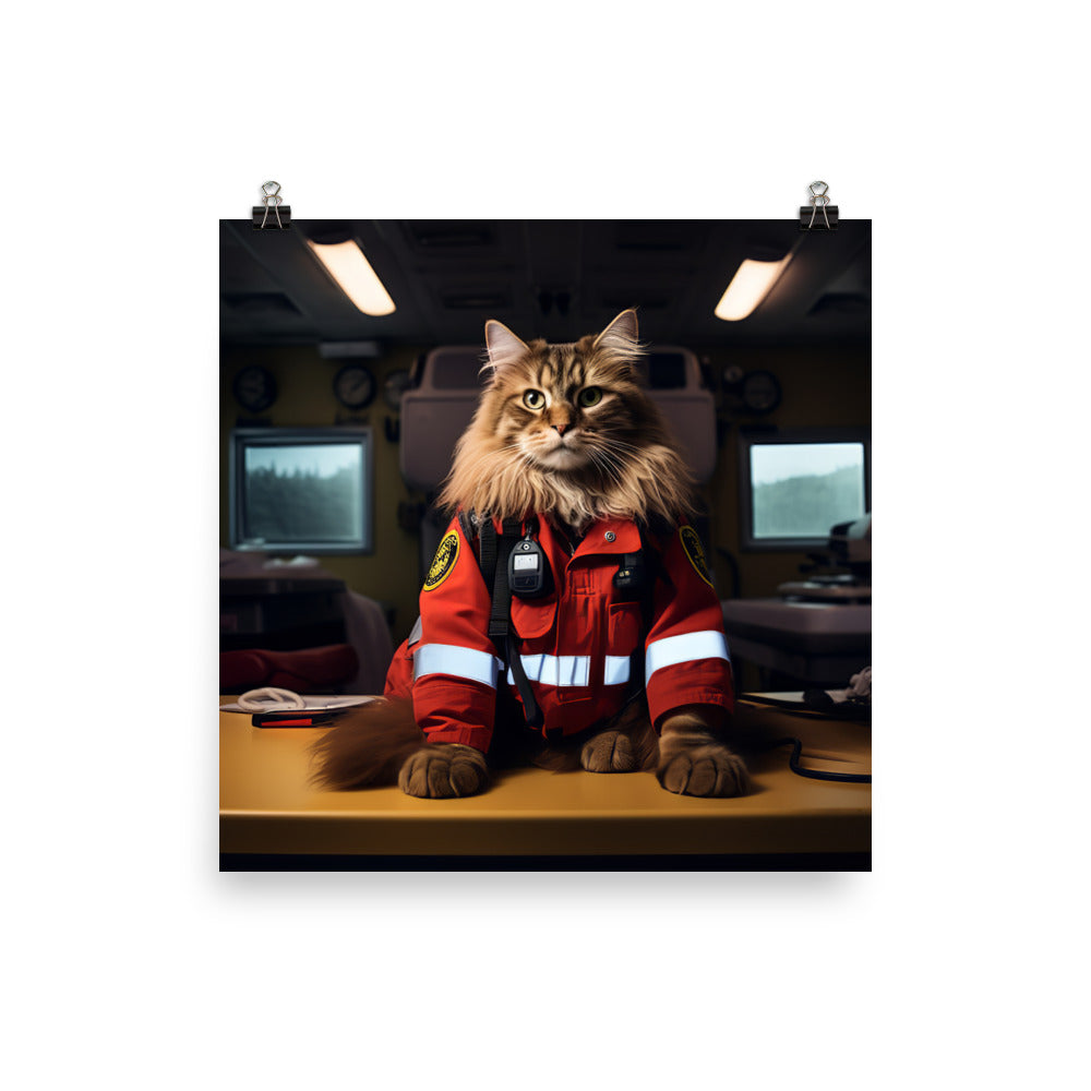 Maine Coon Paramedic Photo paper poster - PosterfyAI.com