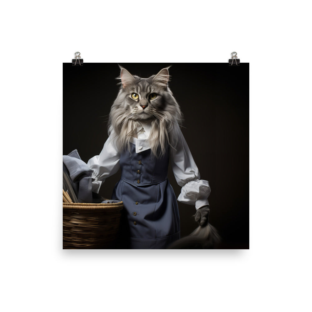 Maine Coon Janitor Photo paper poster - PosterfyAI.com