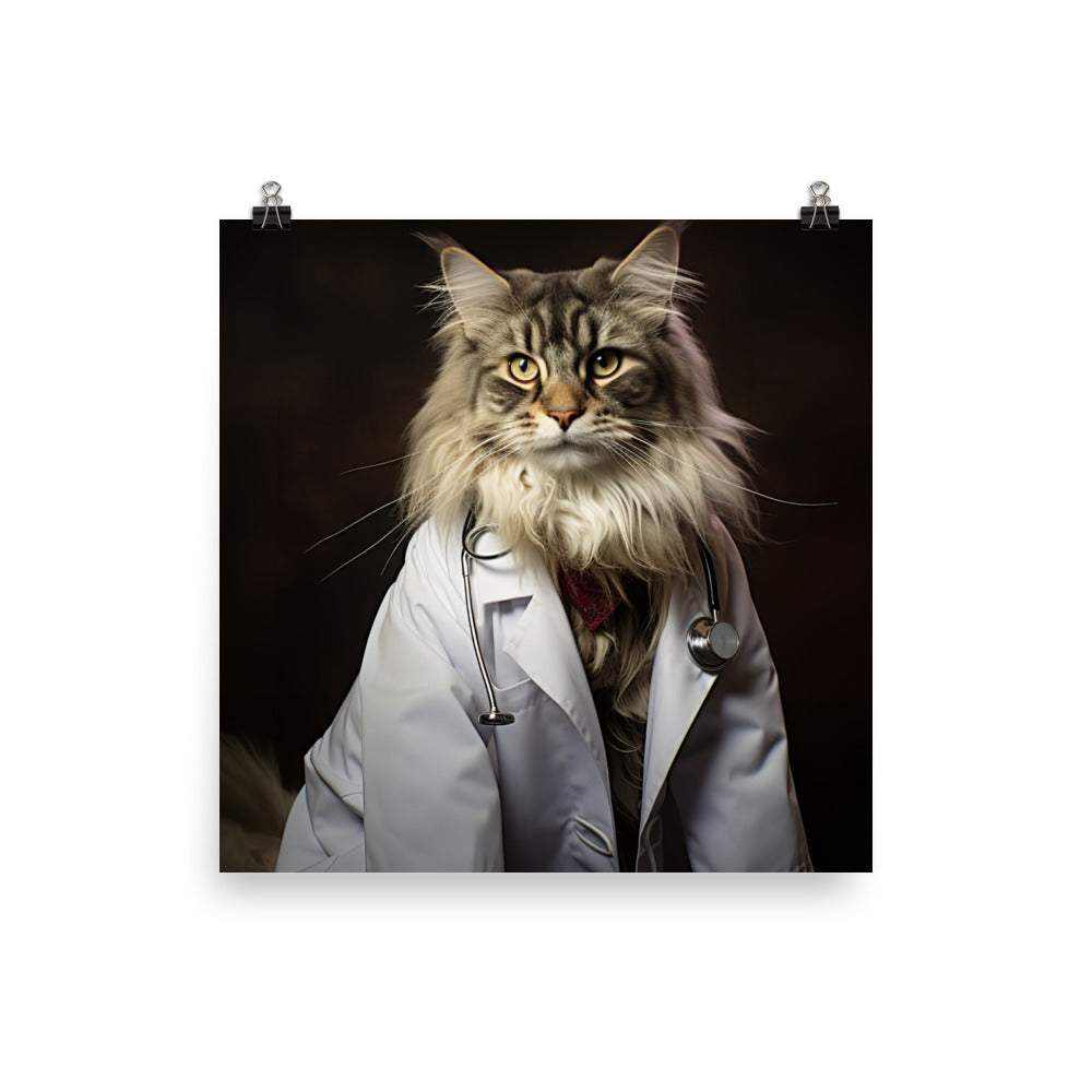 Maine Coon Doctor Photo paper poster - PosterfyAI.com