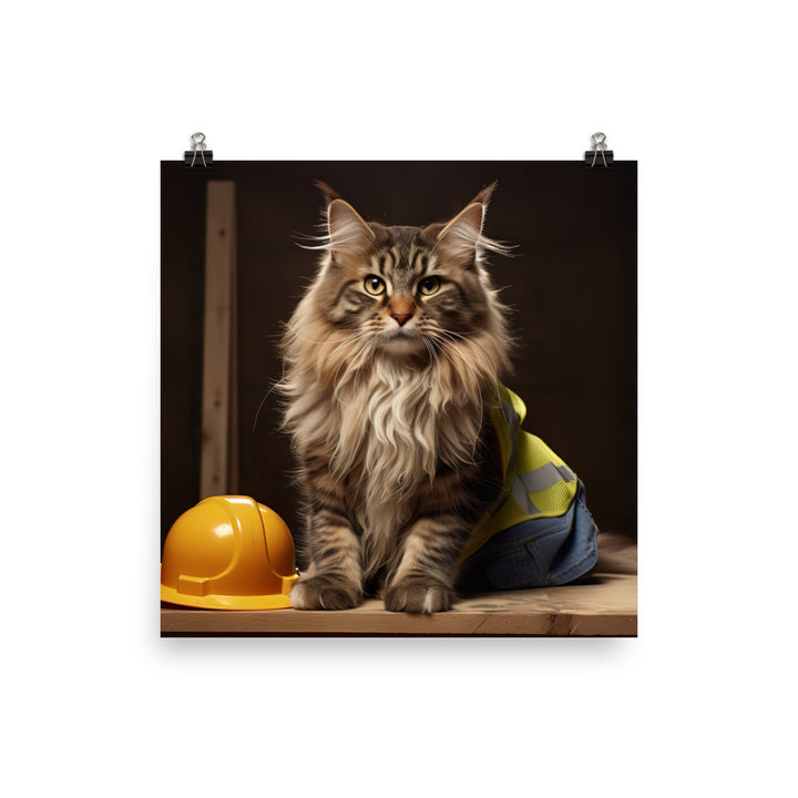 Maine Coon Contractor Photo paper poster - PosterfyAI.com