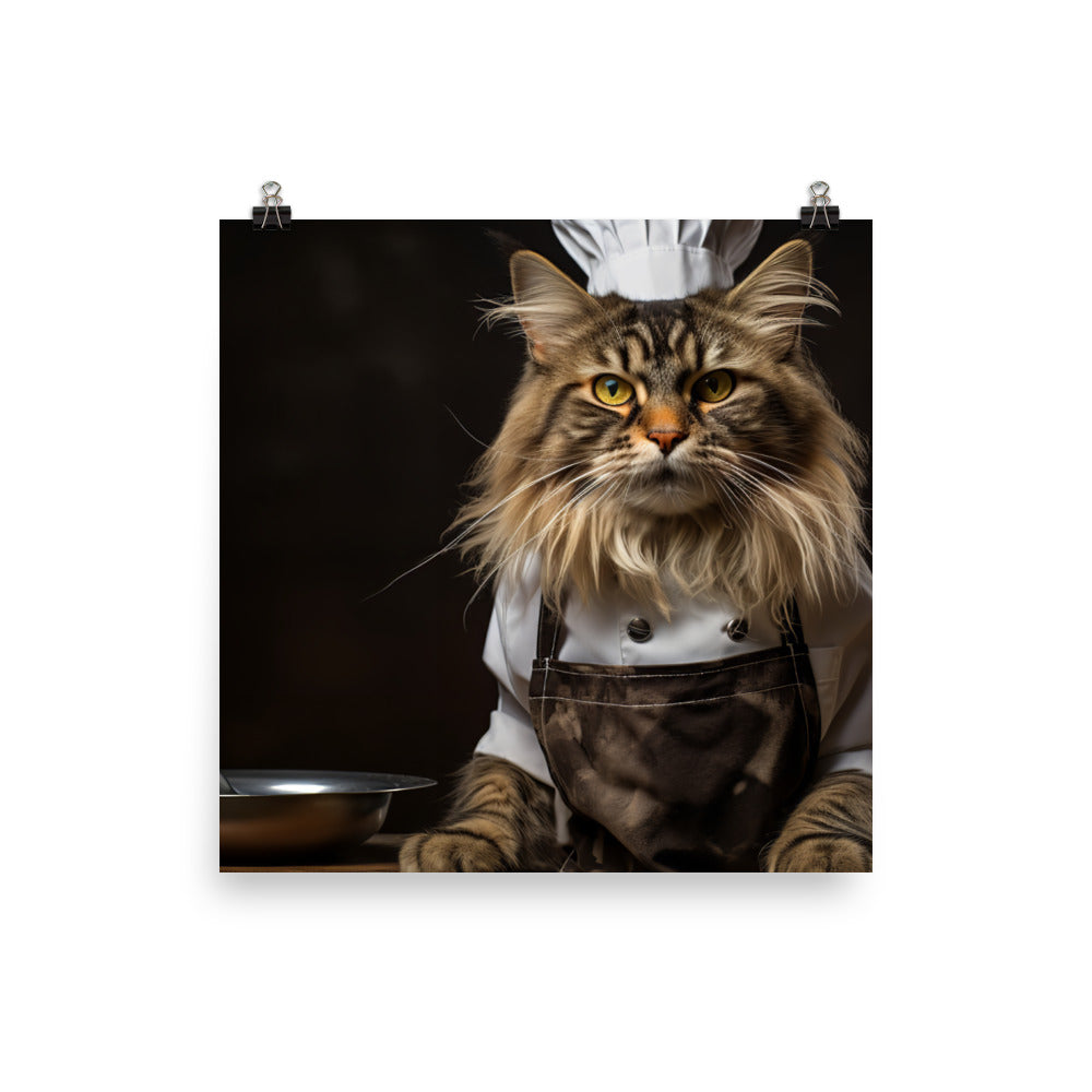 Maine Coon Chef Photo paper poster - PosterfyAI.com